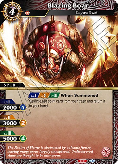 Blazing Boar (Sealed Event Promotion Pack) (ST01-008) [Battle Spirits Saga Promo Cards] | Total Play