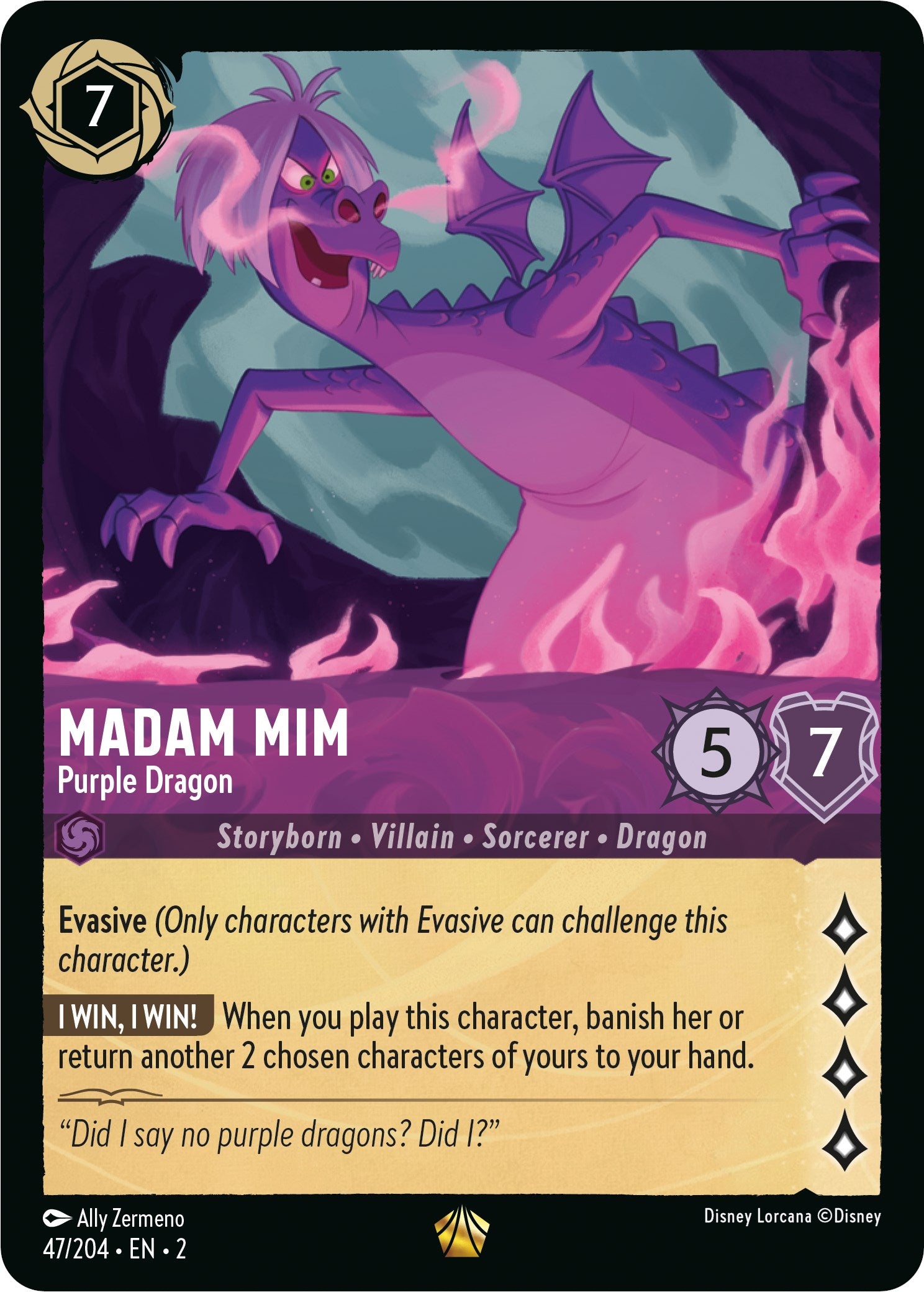 Madam Mim - Purple Dragon (47/204) [Rise of the Floodborn] | Total Play