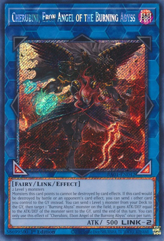 Cherubini, Ebon Angel of the Burning Abyss [RA01-EN042] Platinum Secret Rare | Total Play