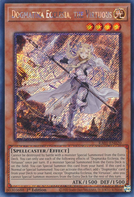 Dogmatika Ecclesia, the Virtuous [RA01-EN020] Platinum Secret Rare | Total Play