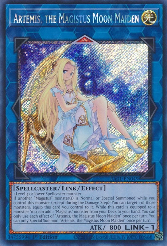 Artemis, the Magistus Moon Maiden [RA01-EN049] Platinum Secret Rare | Total Play