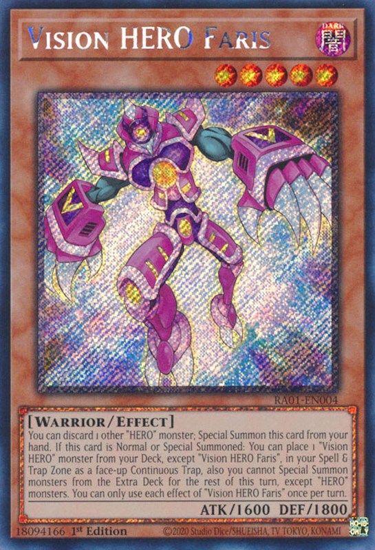 Vision HERO Faris [RA01-EN004] Platinum Secret Rare | Total Play