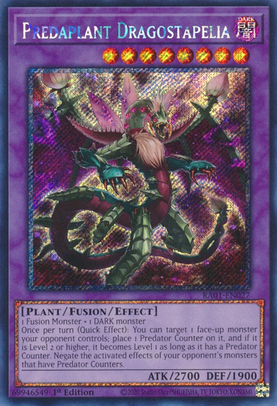 Predaplant Dragostapelia [RA01-EN027] Platinum Secret Rare | Total Play