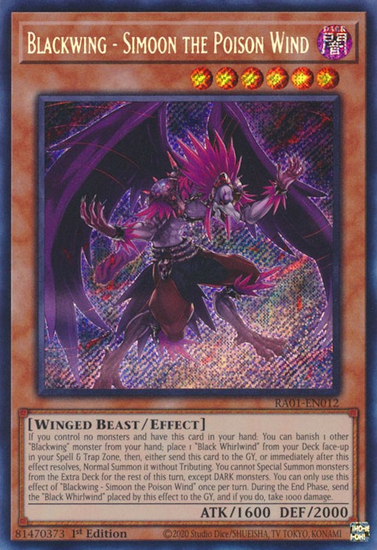 Blackwing - Simoon the Poison Wind [RA01-EN012] Secret Rare | Total Play