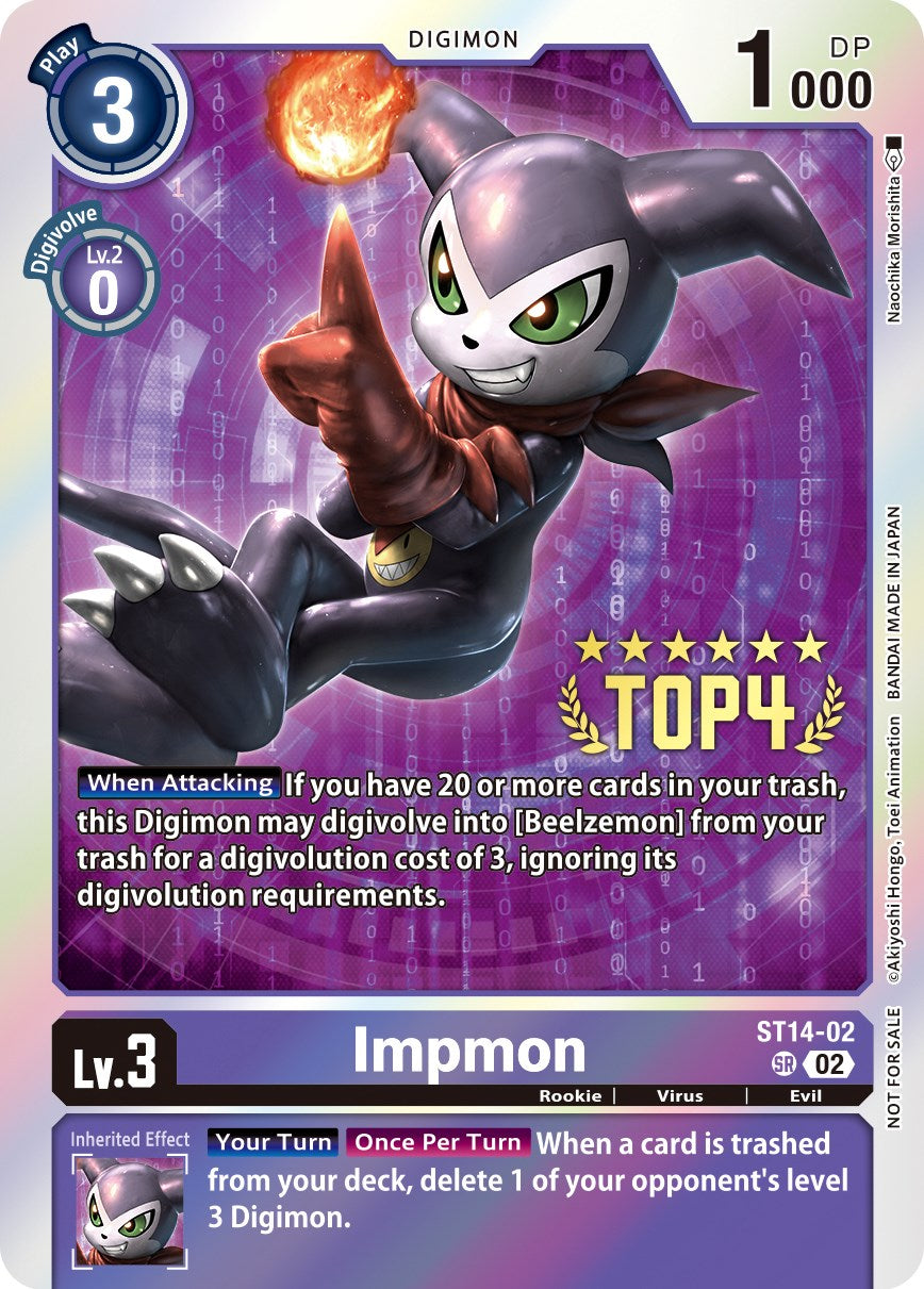 Impmon [ST14-02] (Digimon 3-On-3 November 2023 Top 4) [Starter Deck: Beelzemon Advanced Deck Set] | Total Play