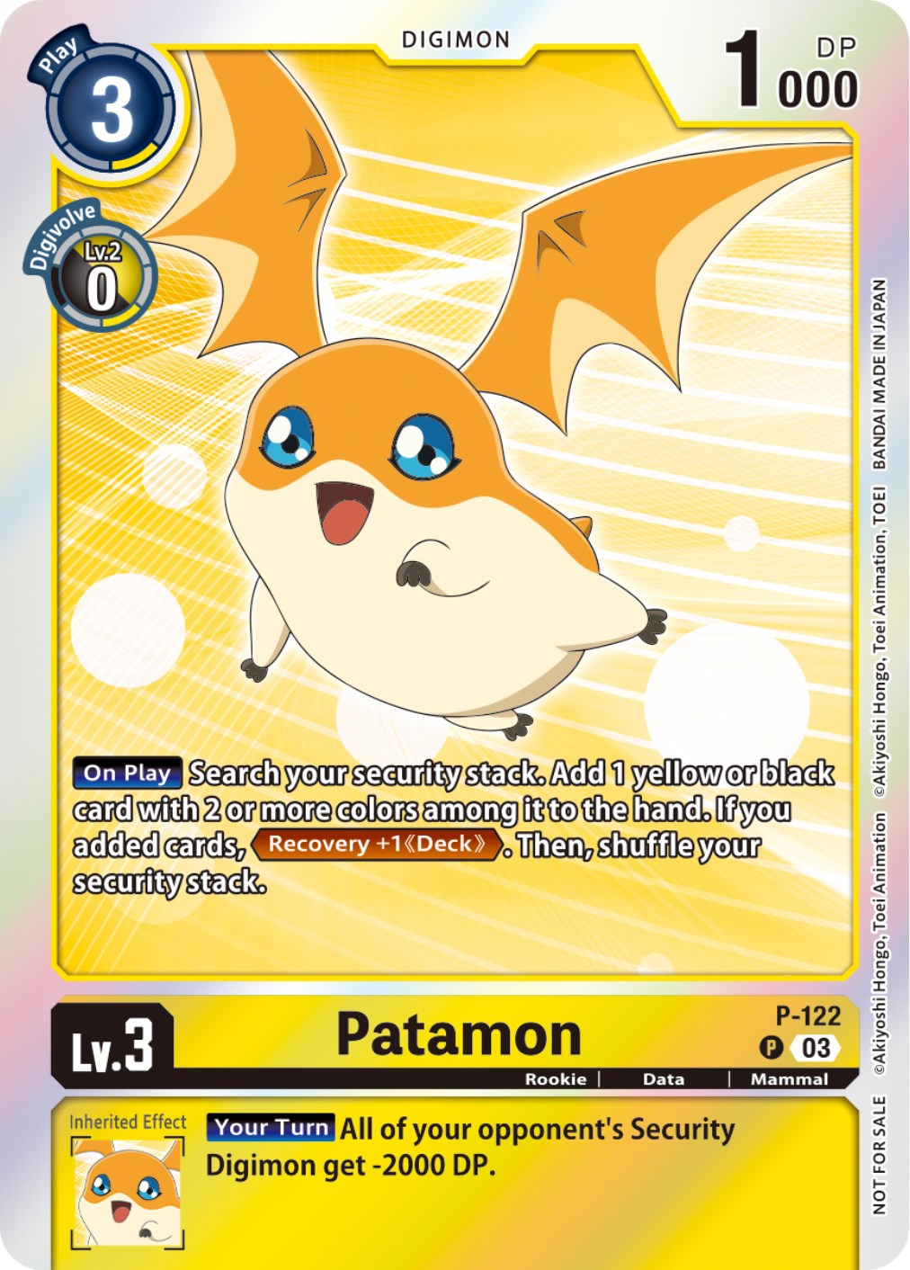 Patamon [P-122] (Tamer Party Pack -The Beginning- Ver. 2.0) [Promotional Cards] | Total Play