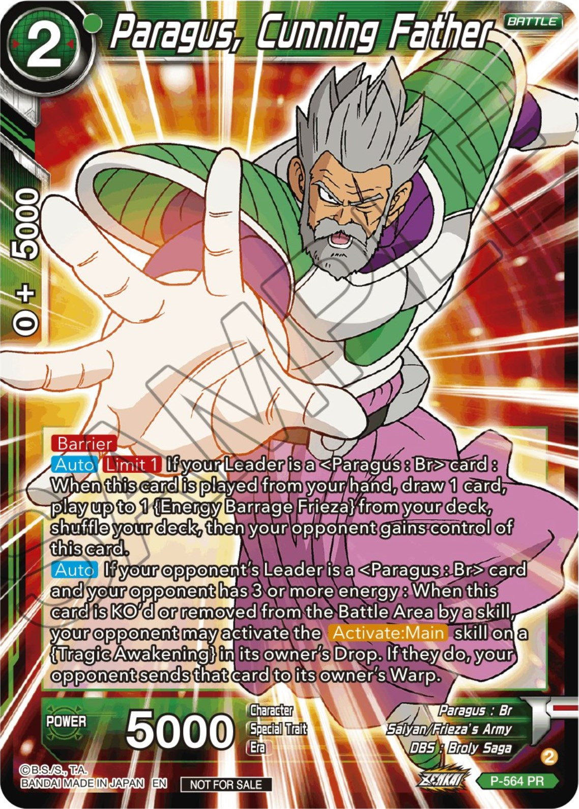 Paragus, Cunning Father (Zenkai Series Tournament Pack Vol.6) (P-564) [Tournament Promotion Cards] | Total Play
