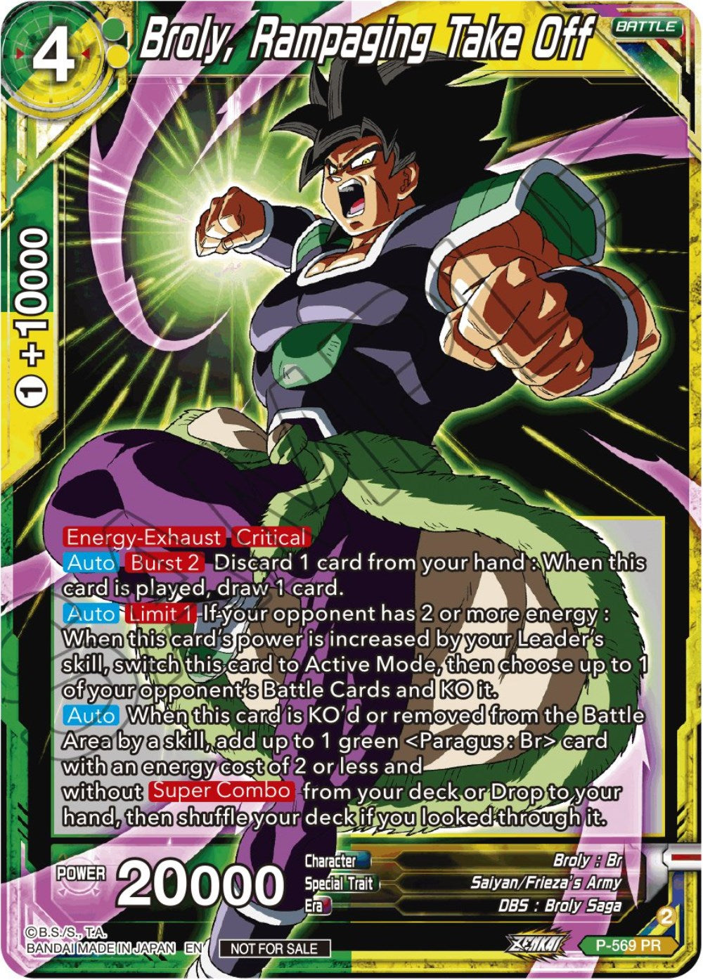 Broly, Rampaging Take Off (Zenkai Series Tournament Pack Vol.6) (P-569) [Tournament Promotion Cards] | Total Play