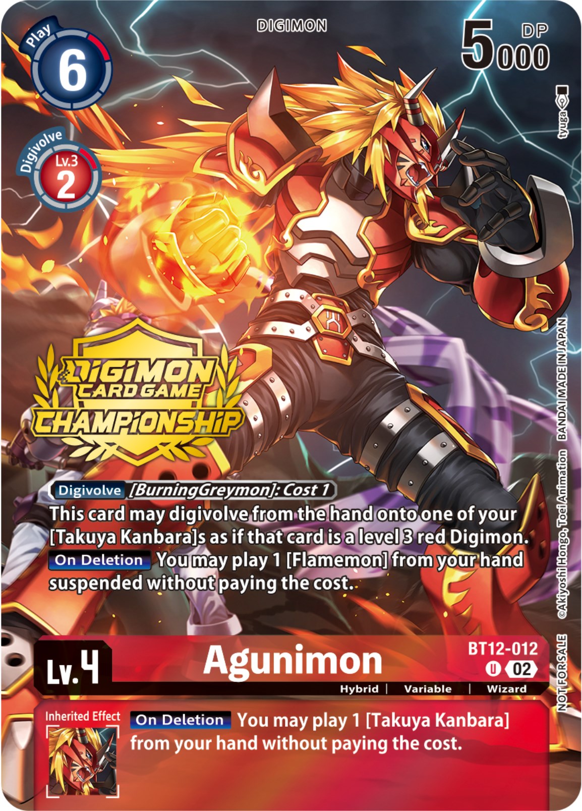 Agunimon [BT12-012] (Championship 2023 Tamers Pack) [Across Time Promos] | Total Play