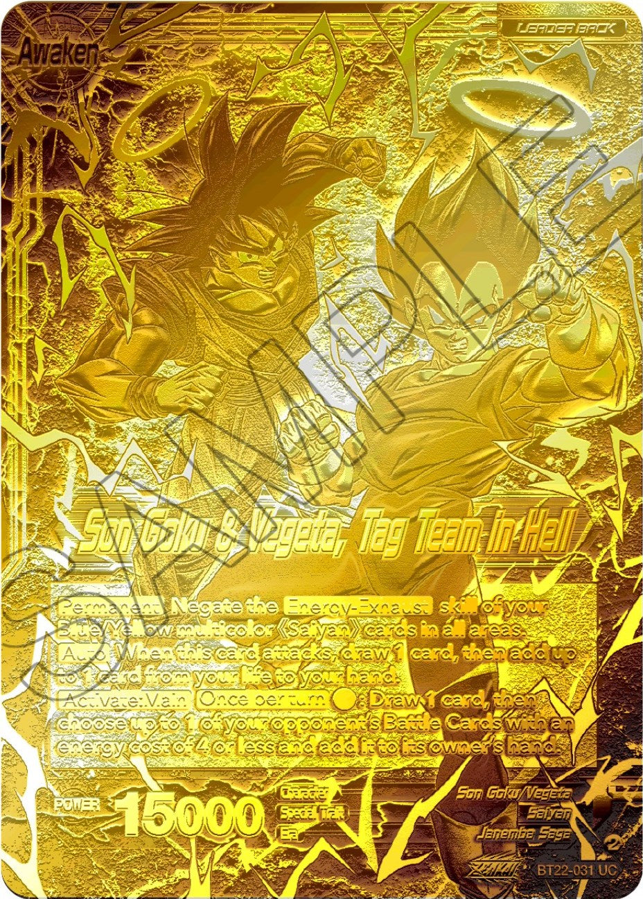 Son Goku // Son Goku & Vegeta, Tag Team in Hell (2023 Championship Finals) (Gold Metal Foil) (BT22-031) [Tournament Promotion Cards] | Total Play