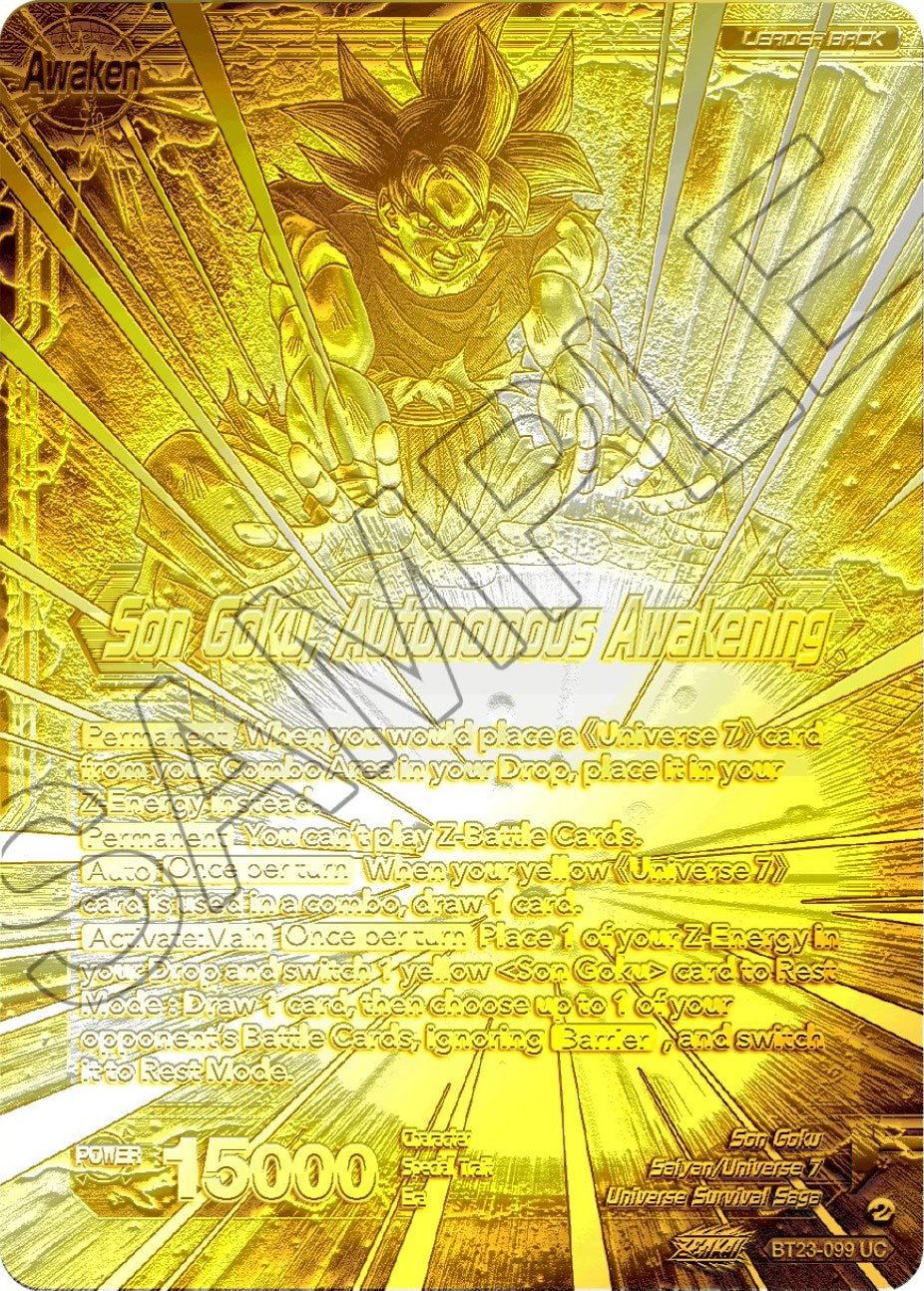 SSB Son Goku // Son Goku, Autonomous Awakening (2023 Championship Finals) (Gold Metal Foil) (BT23-099) [Tournament Promotion Cards] | Total Play