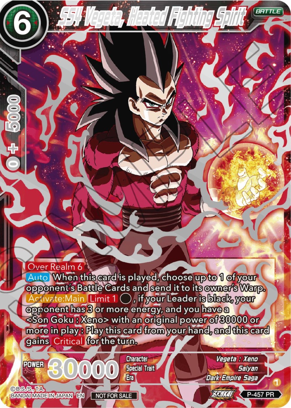 SS4 Vegeta, Heated Fighting Spirit (Championship 2023 Reward Alternate Art Card Set) (Holo) (P-457) [Tournament Promotion Cards] | Total Play