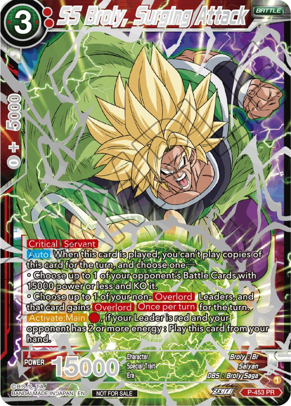 SS Broly, Surging Attack (Championship 2023 Reward Alternate Art Card Set) (Holo) (P-453) [Tournament Promotion Cards] | Total Play