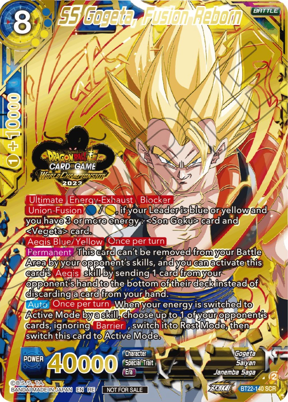 SS Gogeta, Fusion Reborn (2023 World Championship Stamp) (BT22-140) [Tournament Promotion Cards] | Total Play