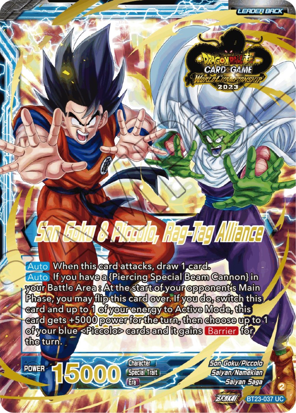 Son Goku // Son Goku & Piccolo, Rag-Tag Alliance (2023 Worlds ZENKAI 06 Leader Set) (BT23-037) [Tournament Promotion Cards] | Total Play