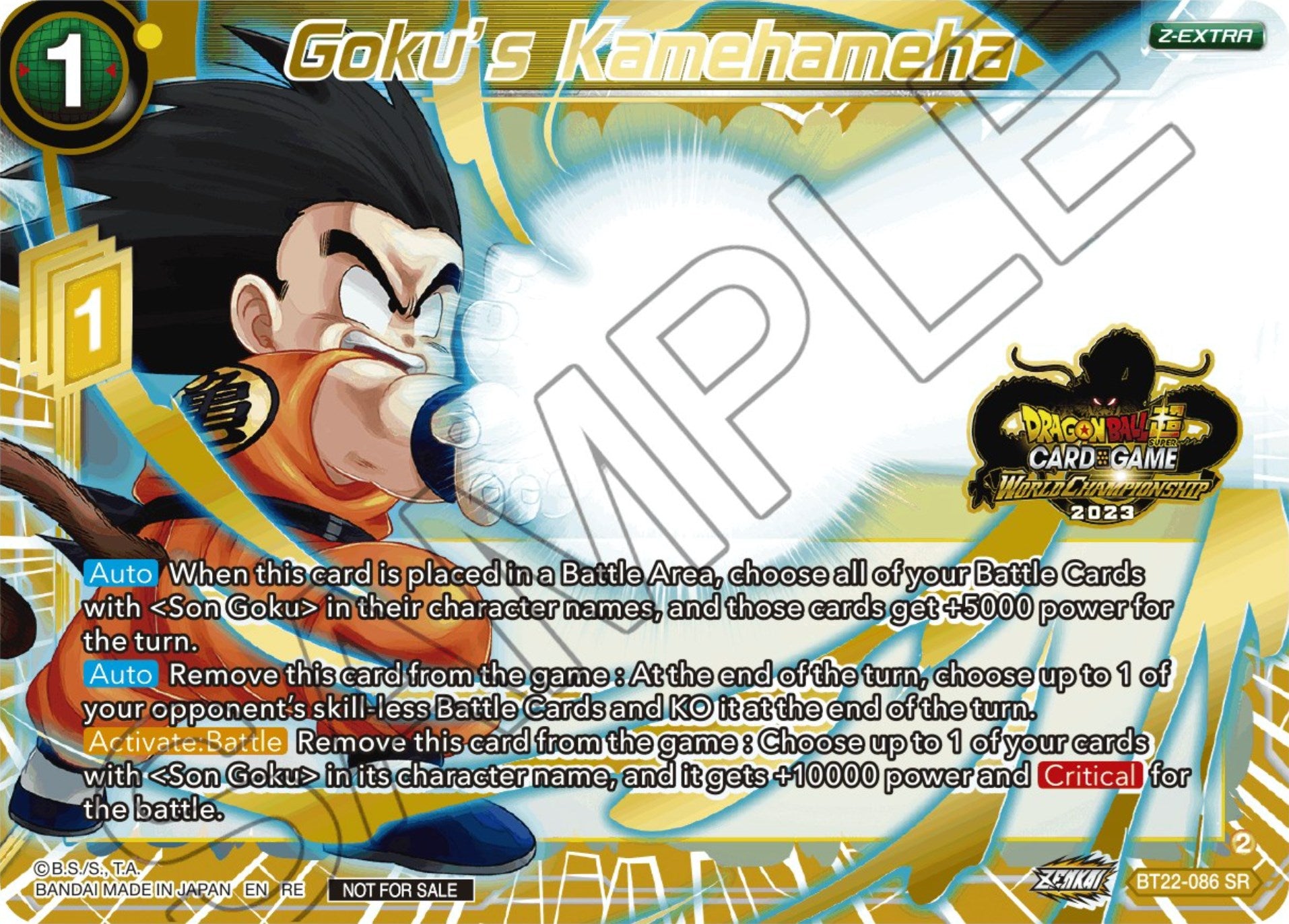 Goku's Kamehameha (2023 World Championship Z-Extra Card Set) (BT22-086) [Tournament Promotion Cards] | Total Play