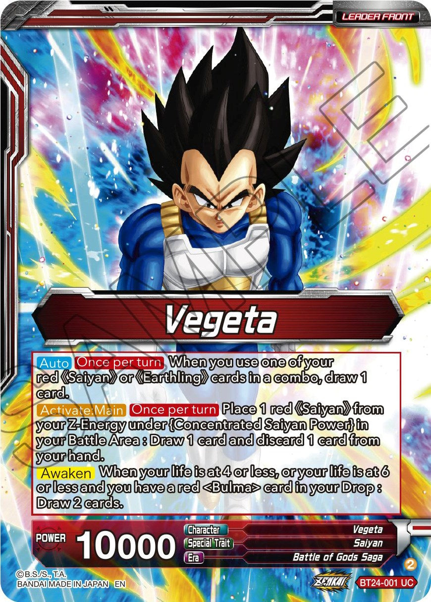 Vegeta // Vegeta, Awakened Feelings (BT24-001) [Beyond Generations Prerelease Promos] | Total Play