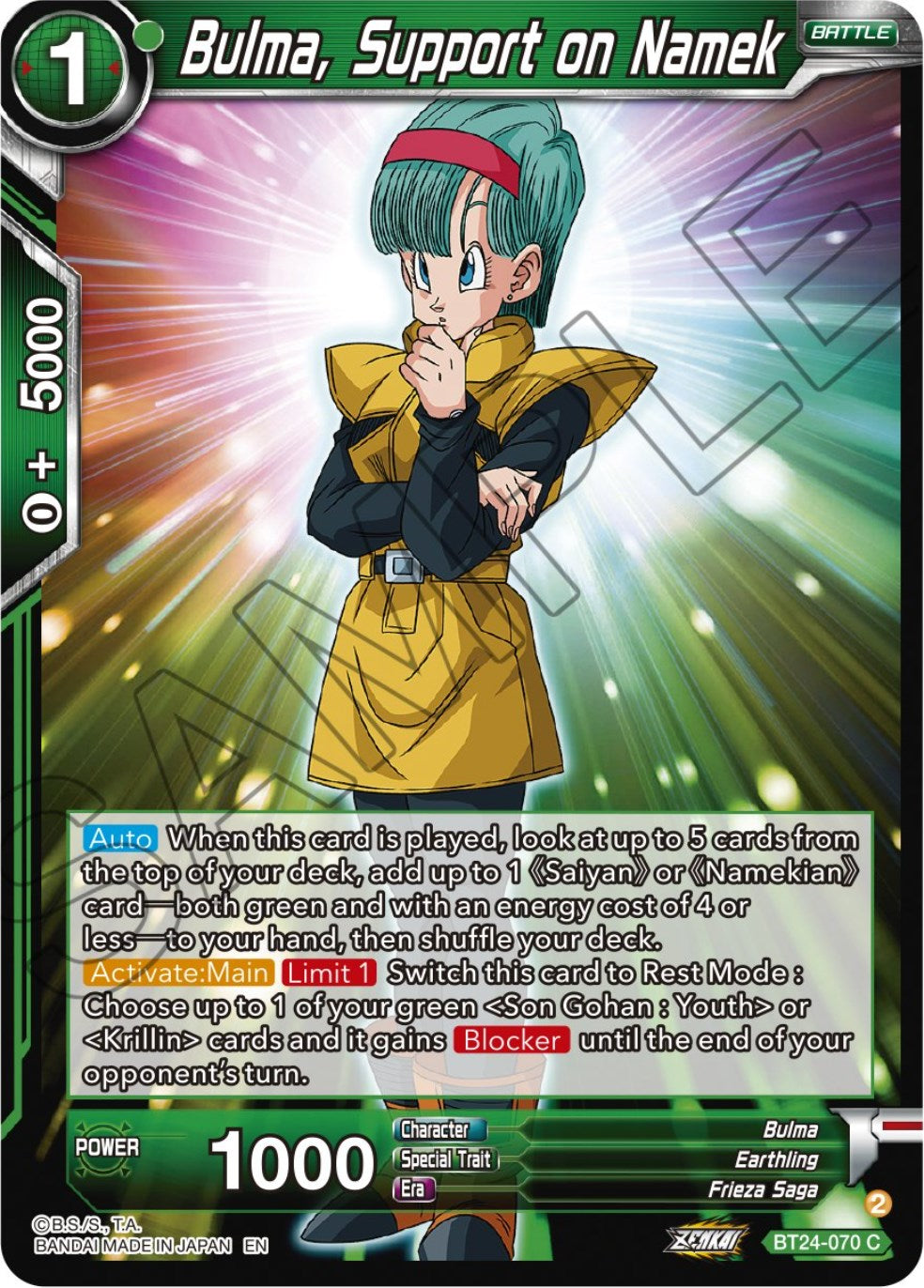 Bulma, Support on Namek (BT24-070) [Beyond Generations] | Total Play