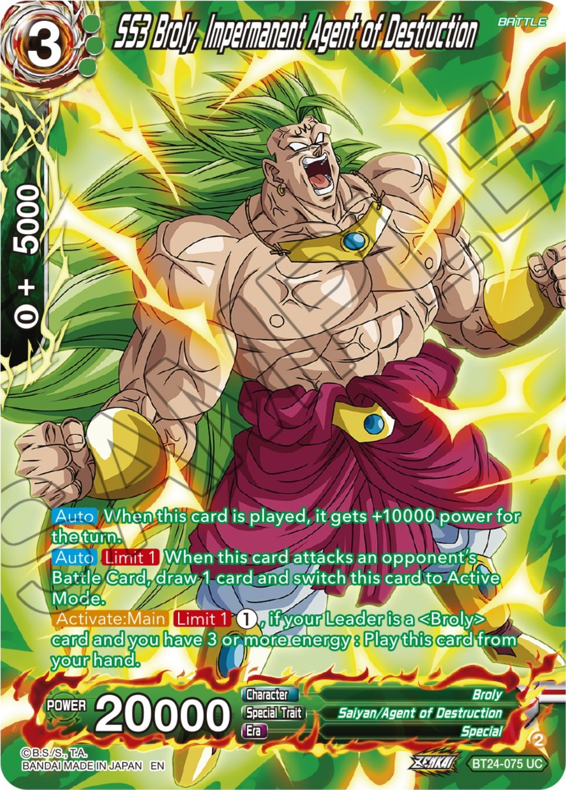 SS3 Broly, Impermanent Agent of Destruction (Collector Booster) (BT24-075) [Beyond Generations] | Total Play