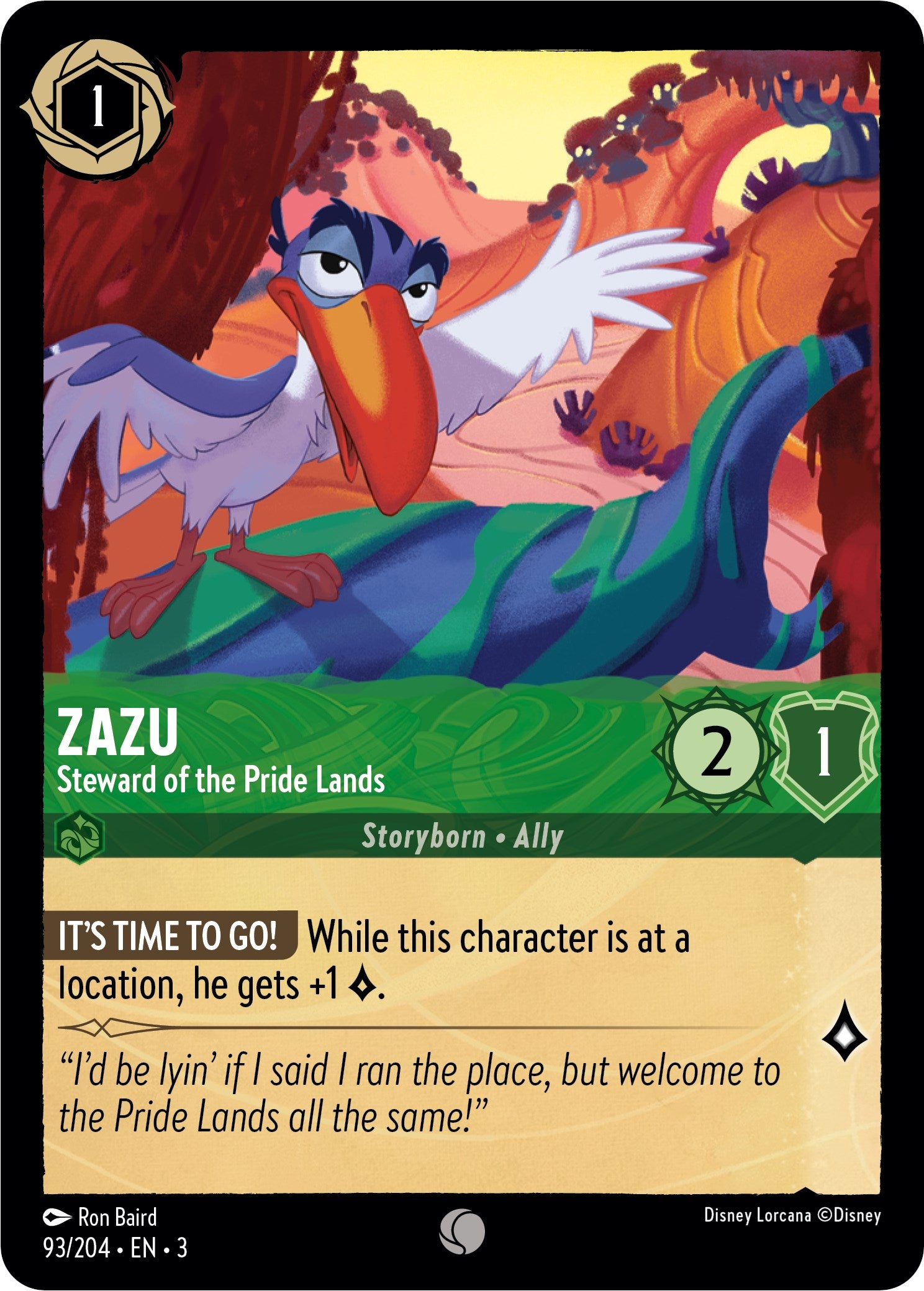 Zazu - Steward of the Pride Lands (93//204) [Into the Inklands] | Total Play