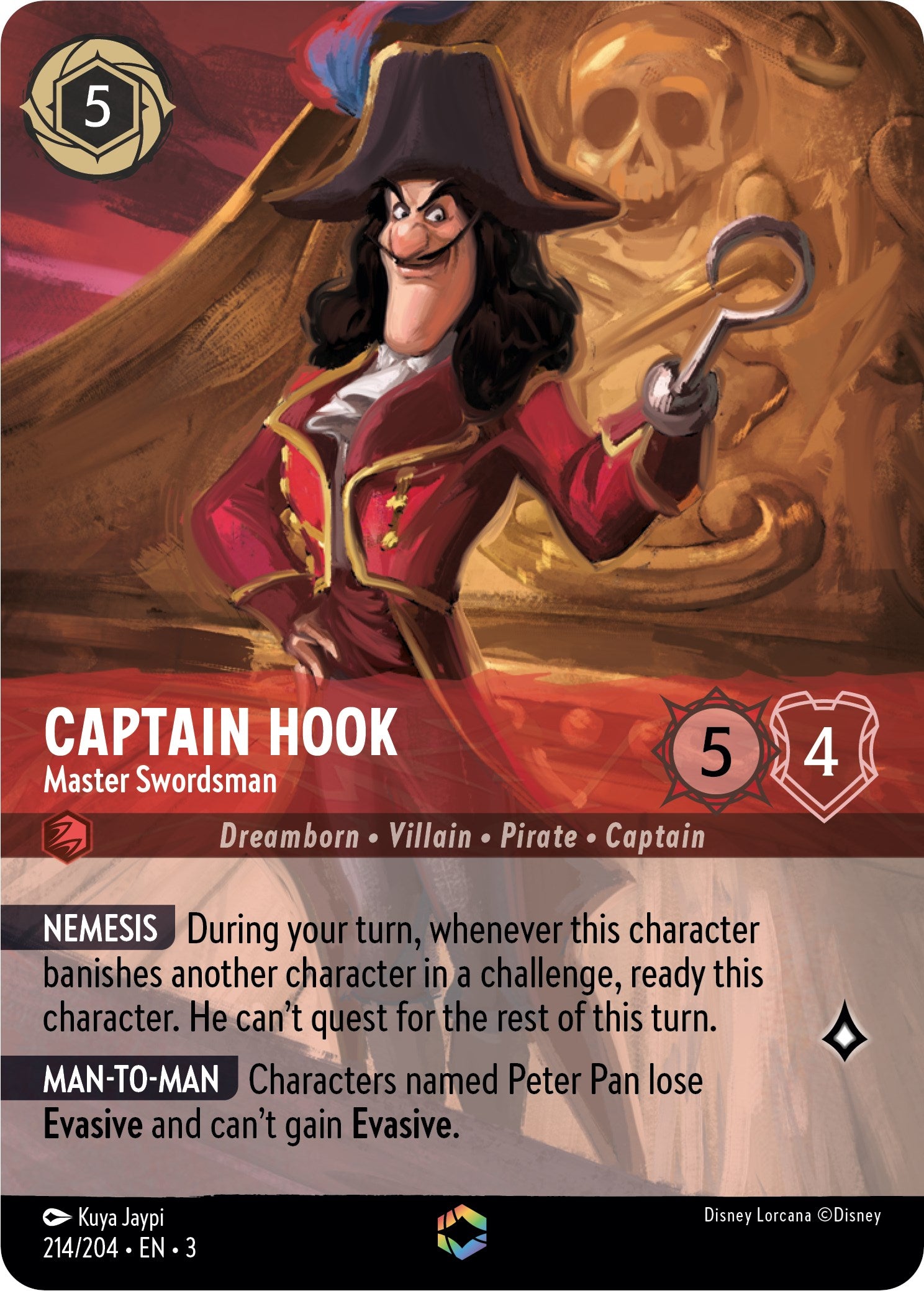 Captain Hook - Master Swordsman (Enchanted) (214/204) [Into the Inklands] | Total Play