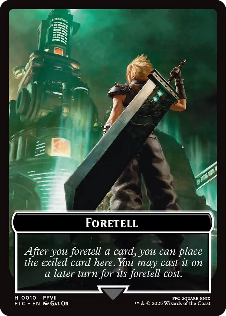 Foretell // Treasure Double-Sided Token (Surge Foil) [FINAL FANTASY Commander Tokens] | Total Play