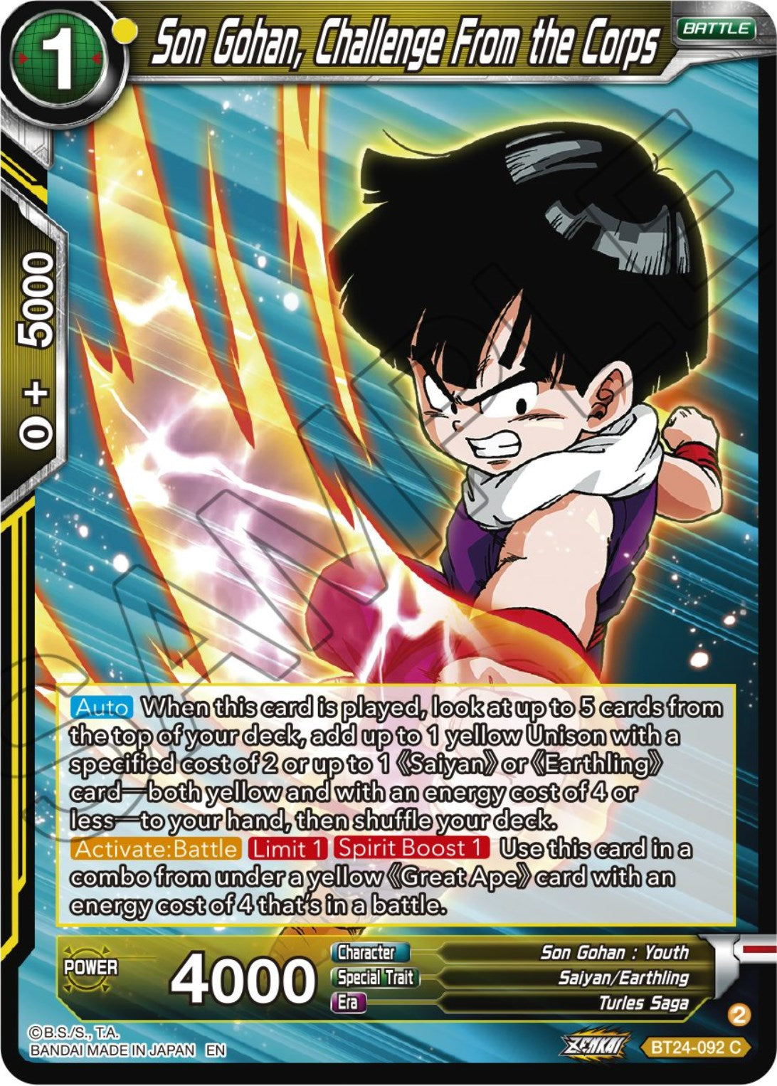 Son Gohan, Challenge From the Corps (BT24-092) [Beyond Generations] | Total Play