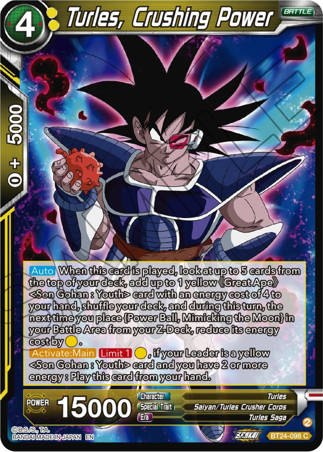 Turles, Crushing Power (BT24-098) [Beyond Generations] | Total Play