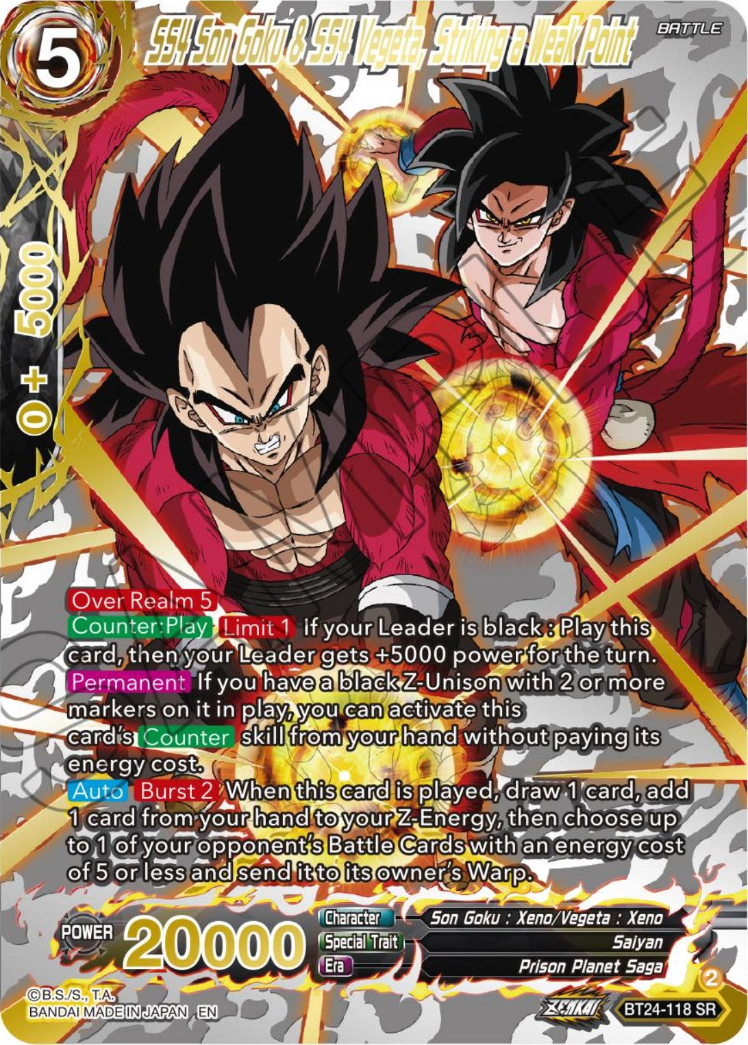 SS4 Son Goku & SS4 Vegeta, Striking a Weak Point (Collector Booster) (BT24-118) [Beyond Generations] | Total Play