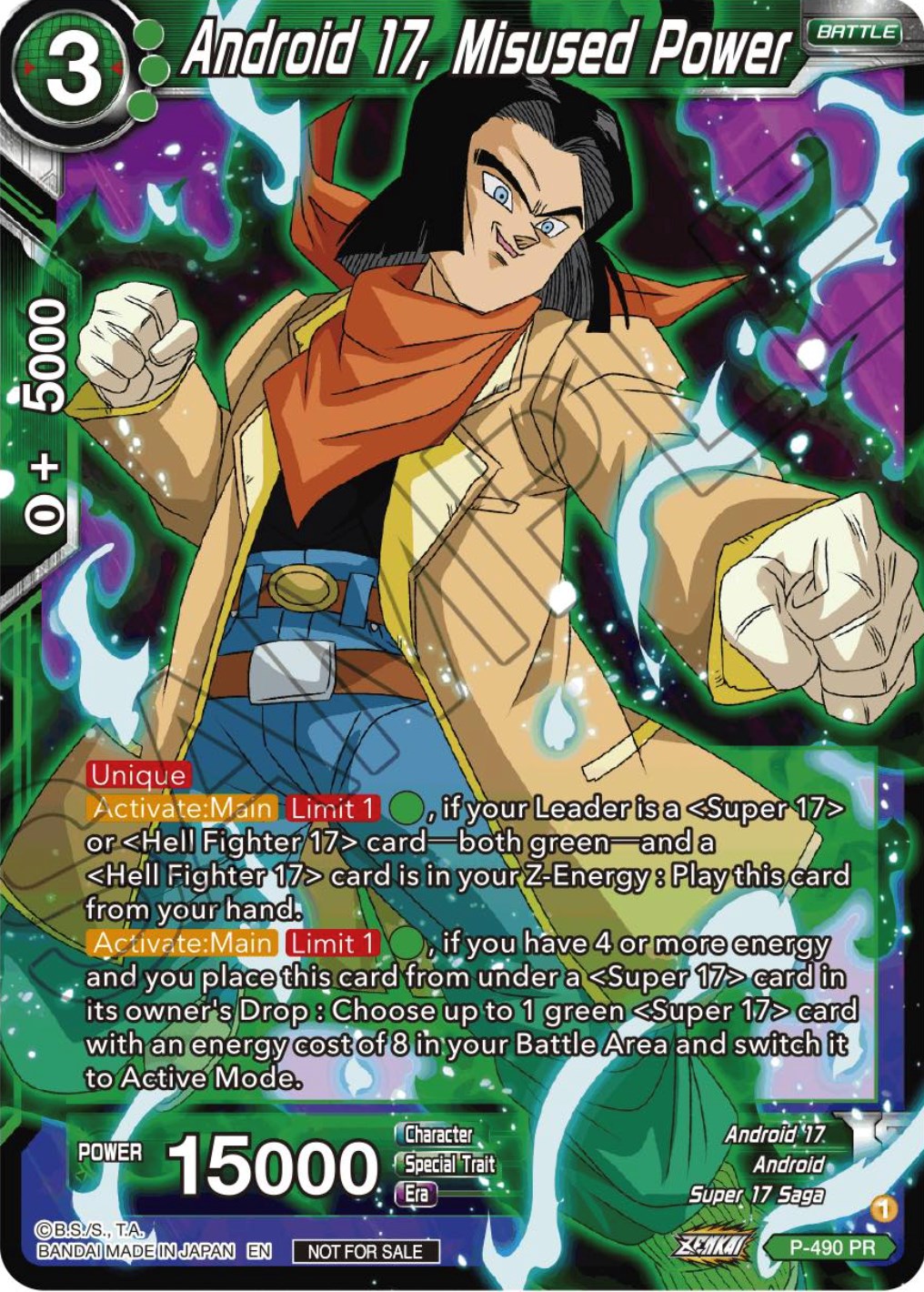 Android 17, Misused Power (Zenkai Series Tournament Pack Vol.3) (P-490) [Tournament Promotion Cards] | Total Play