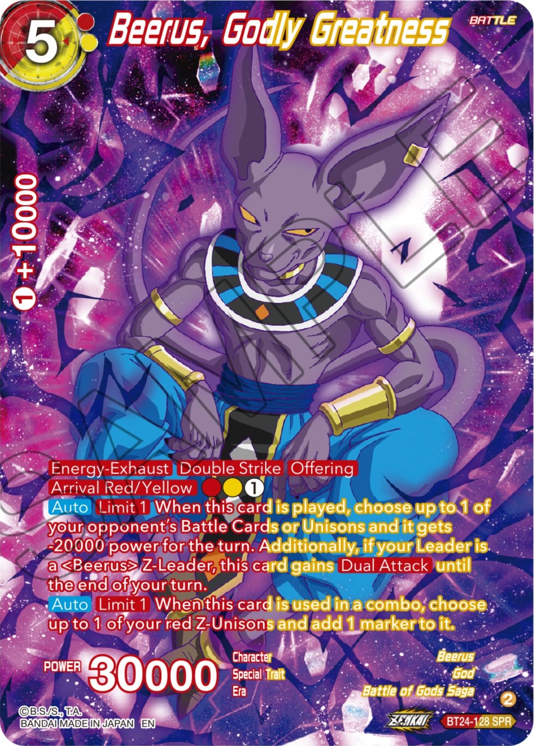 Beerus, Godly Greatness (SPR) (BT24-128) [Beyond Generations] | Total Play