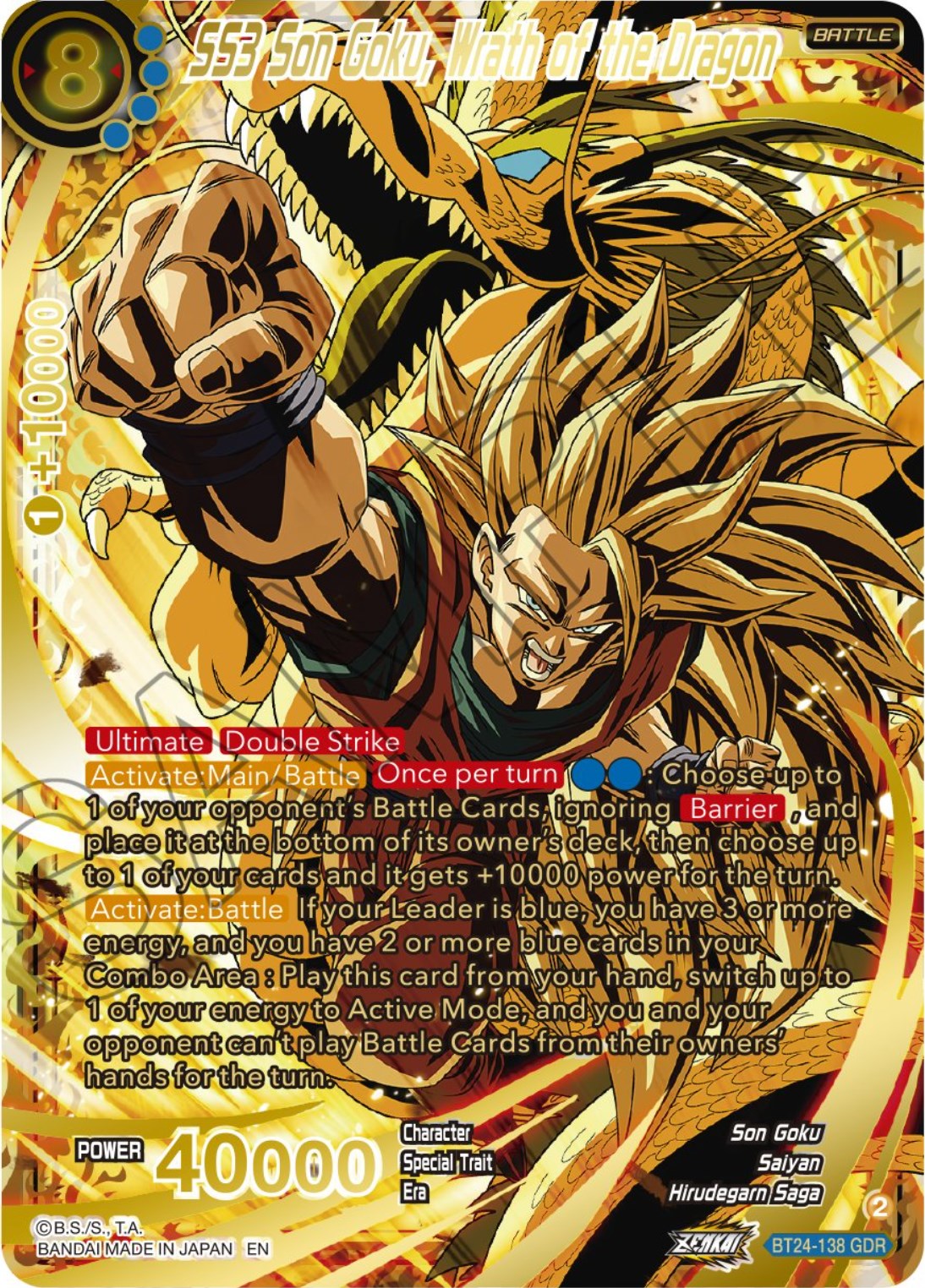 SS3 Son Goku, Wrath of the Dragon (GDR) (BT24-138) [Beyond Generations] | Total Play