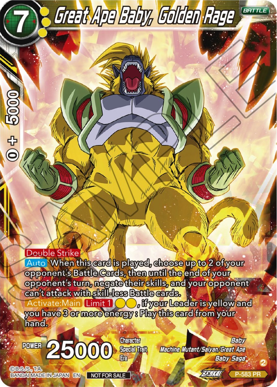 Great Ape Baby, Golden Rage (Zenkai Series Tournament Pack Vol.7) (P-583) [Tournament Promotion Cards] | Total Play