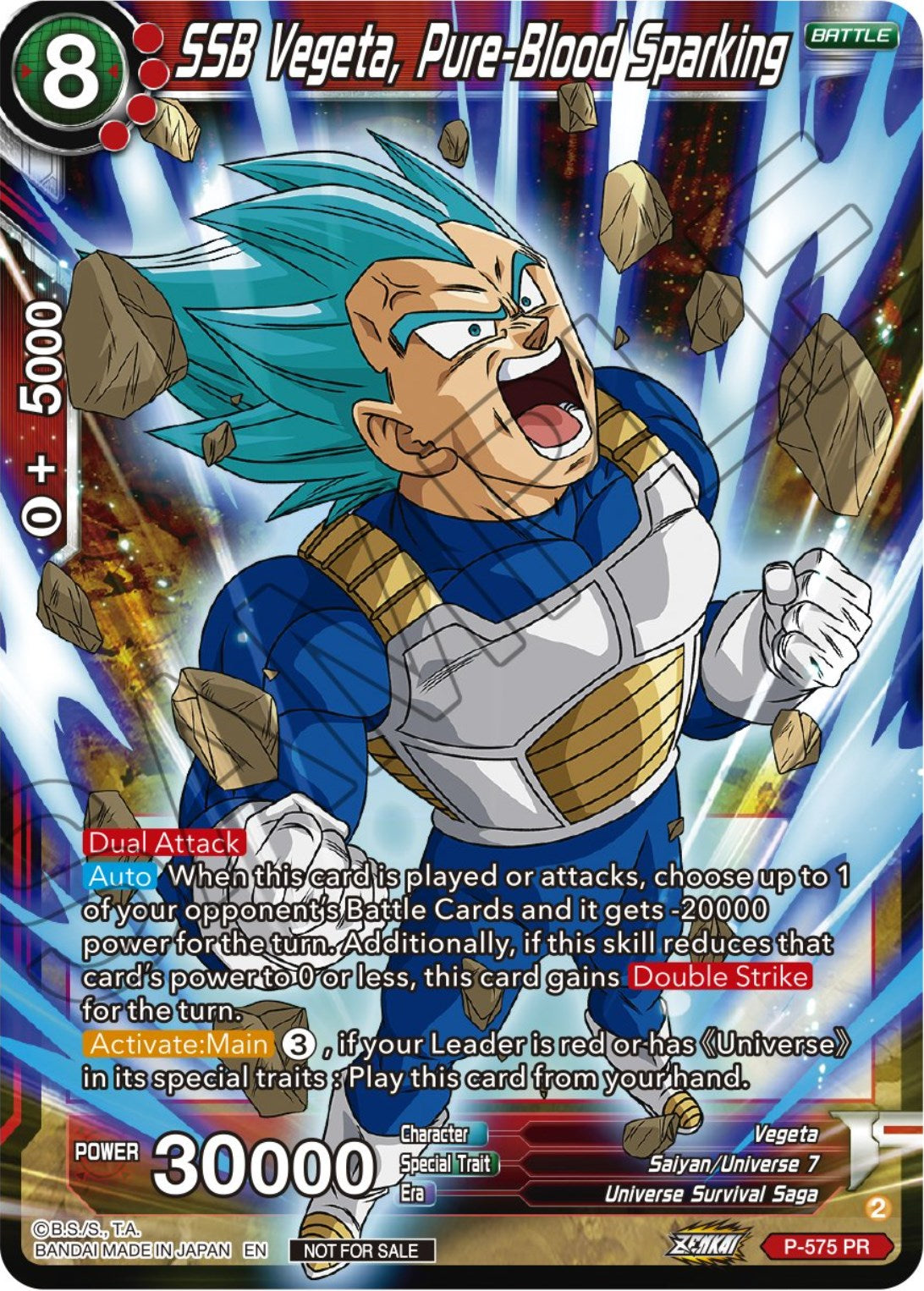 SSB Vegeta, Pure-Blood Sparking (Zenkai Series Tournament Pack Vol.7) (P-575) [Tournament Promotion Cards] | Total Play