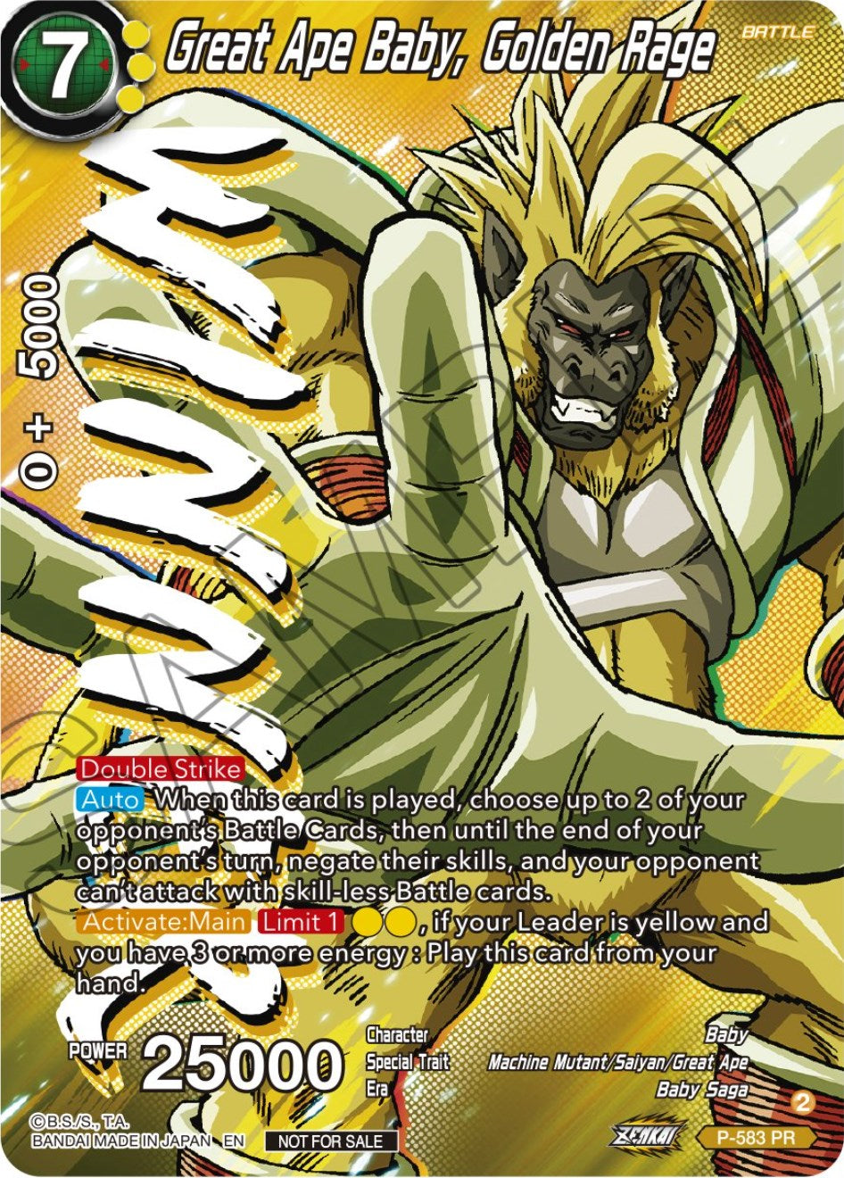 Great Ape Baby, Golden Rage (Zenkai Series Tournament Pack Vol.7) (Winner) (P-583) [Tournament Promotion Cards] | Total Play