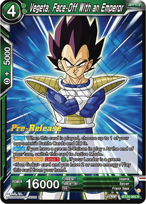 Vegeta, Face-Off With an Emperor (BT24-065) [Beyond Generations Prerelease Promos] | Total Play
