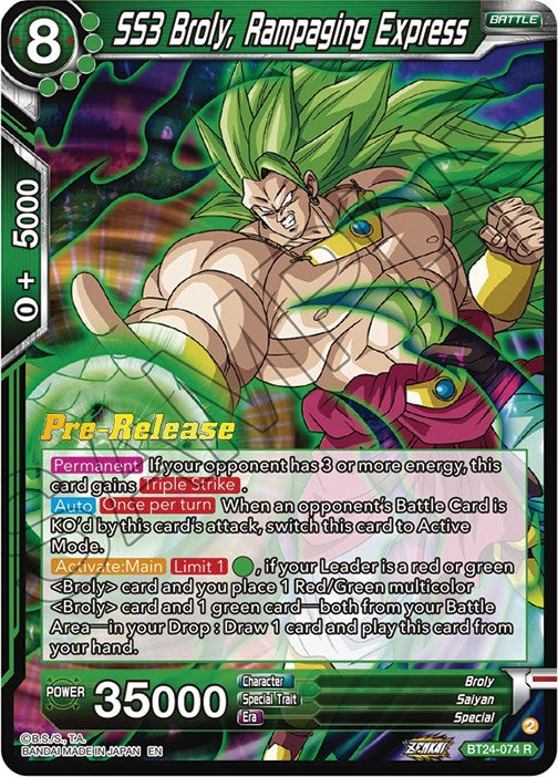 SS3 Broly, Rampaging Express (BT24-074) [Beyond Generations Prerelease Promos] | Total Play