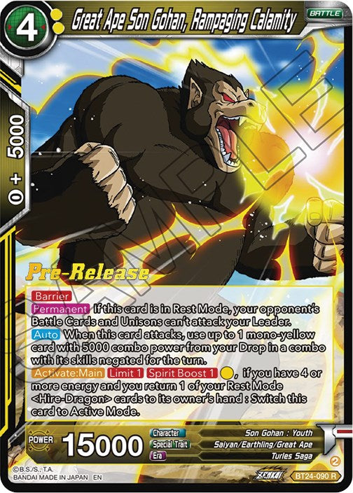 Great Ape Son Gohan, Rampaging Calamity (BT24-090) [Beyond Generations Prerelease Promos] | Total Play