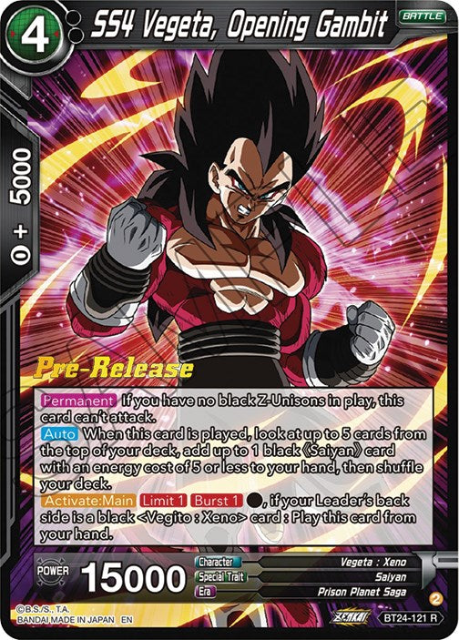 SS4 Vegeta, Opening Gambit (BT24-121) [Beyond Generations Prerelease Promos] | Total Play