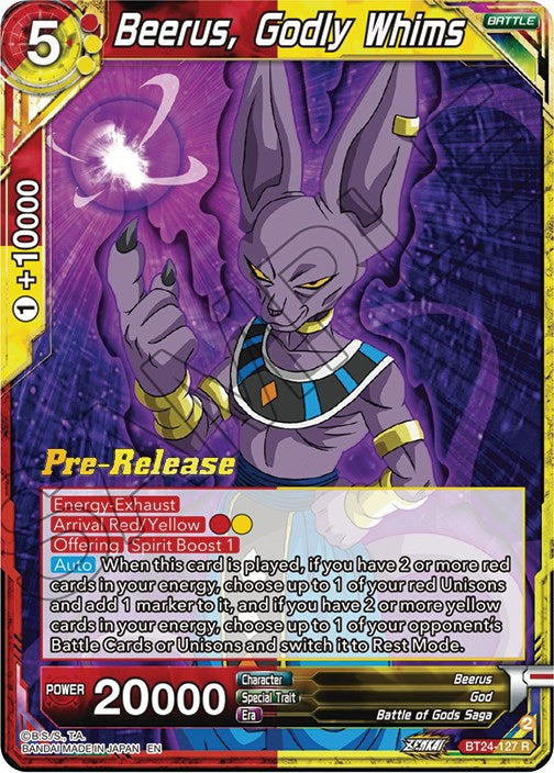 Beerus, Godly Whims (BT24-127) [Beyond Generations Prerelease Promos] | Total Play