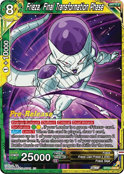 Frieza, Final Transformation Phase (BT24-134) [Beyond Generations Prerelease Promos] | Total Play