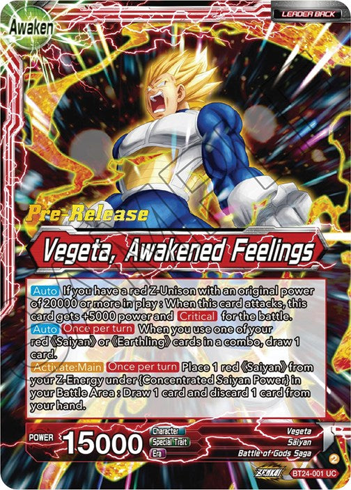 Vegeta // Vegeta, Awakened Feelings (BT24-001) [Beyond Generations Prerelease Promos] | Total Play