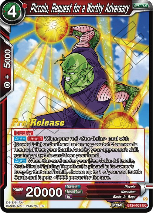 Piccolo, Request for a Worthy Adversary (BT24-009) [Beyond Generations Prerelease Promos] | Total Play