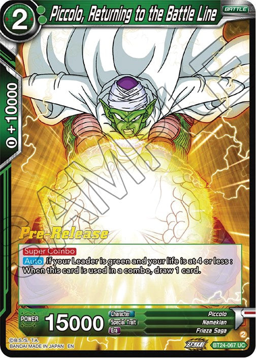 Piccolo, Returning to the Battle Line (BT24-067) [Beyond Generations Prerelease Promos] | Total Play