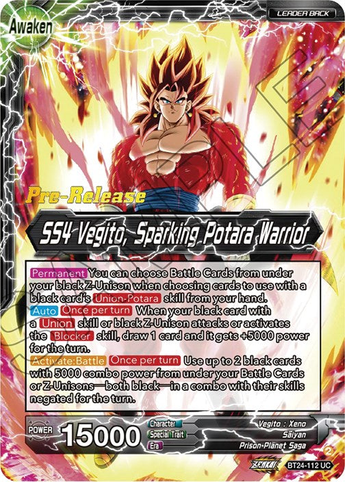 SS4 Son Goku & SS4 Vegeta // SS4 Vegito, Sparking Potara Warrior (BT24-112) [Beyond Generations Prerelease Promos] | Total Play