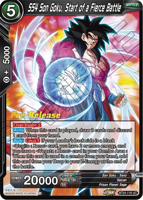 SS4 Son Goku, Start of a Fierce Battle (BT24-116) [Beyond Generations Prerelease Promos] | Total Play