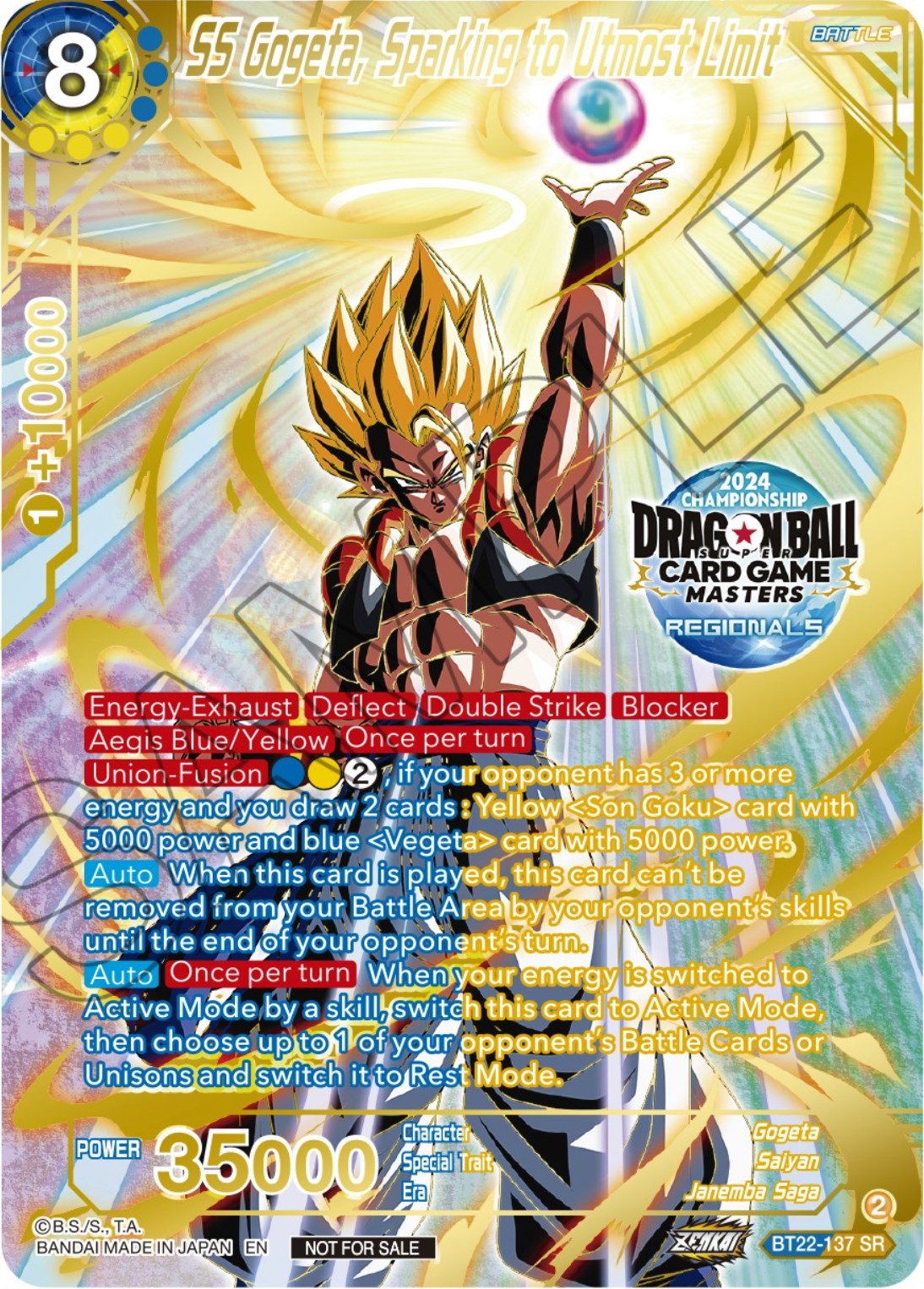SS Gogeta, Sparking to Utmost Limit (2024 Championship Regionals Top 16) (BT22-137) [Tournament Promotion Cards] | Total Play