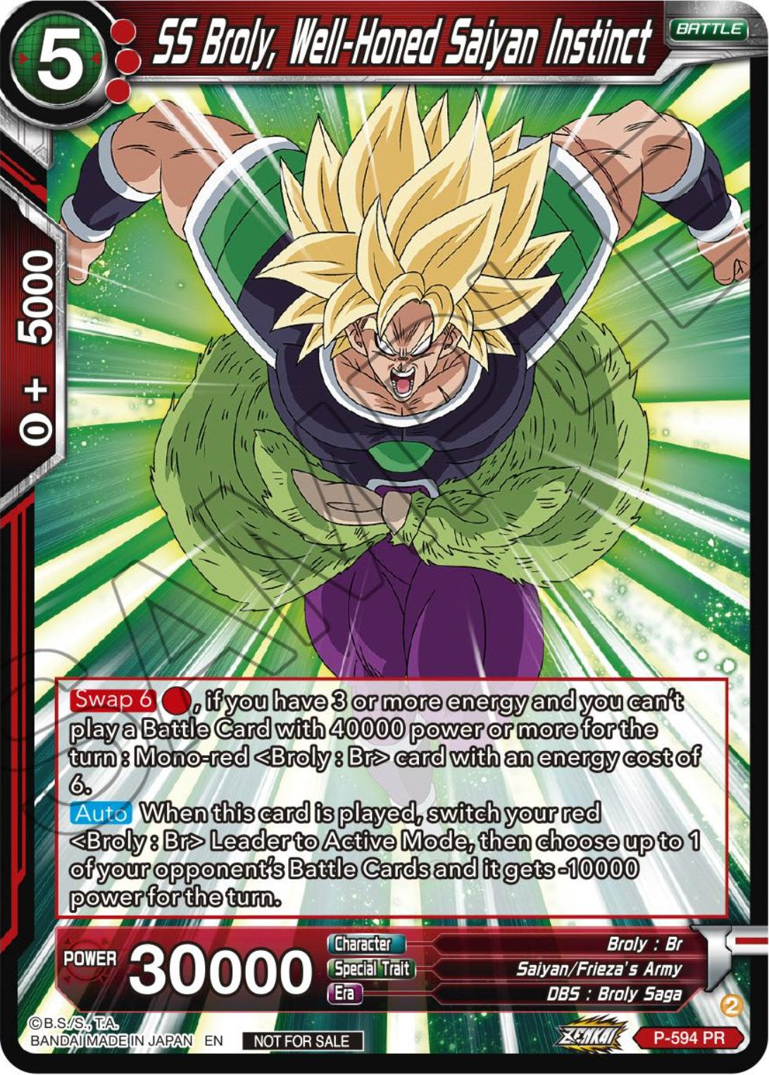 SS Broly, Well-Honed Saiyan Instinct (Deluxe Pack 2024 Vol.1) (P-594) [Promotion Cards] | Total Play