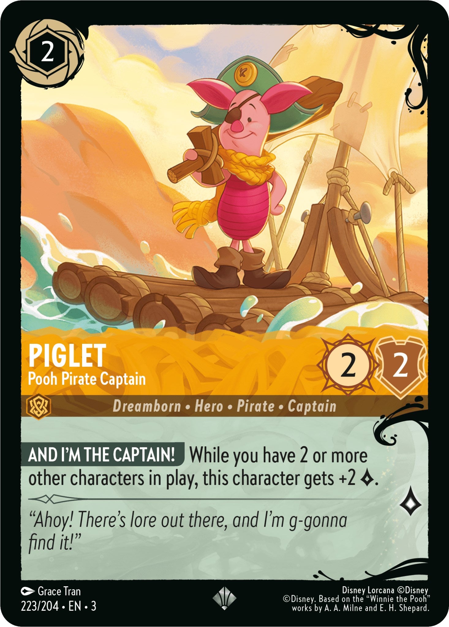 Piglet - Pooh Pirate Captain (223/204) [Ursula's Return] | Total Play