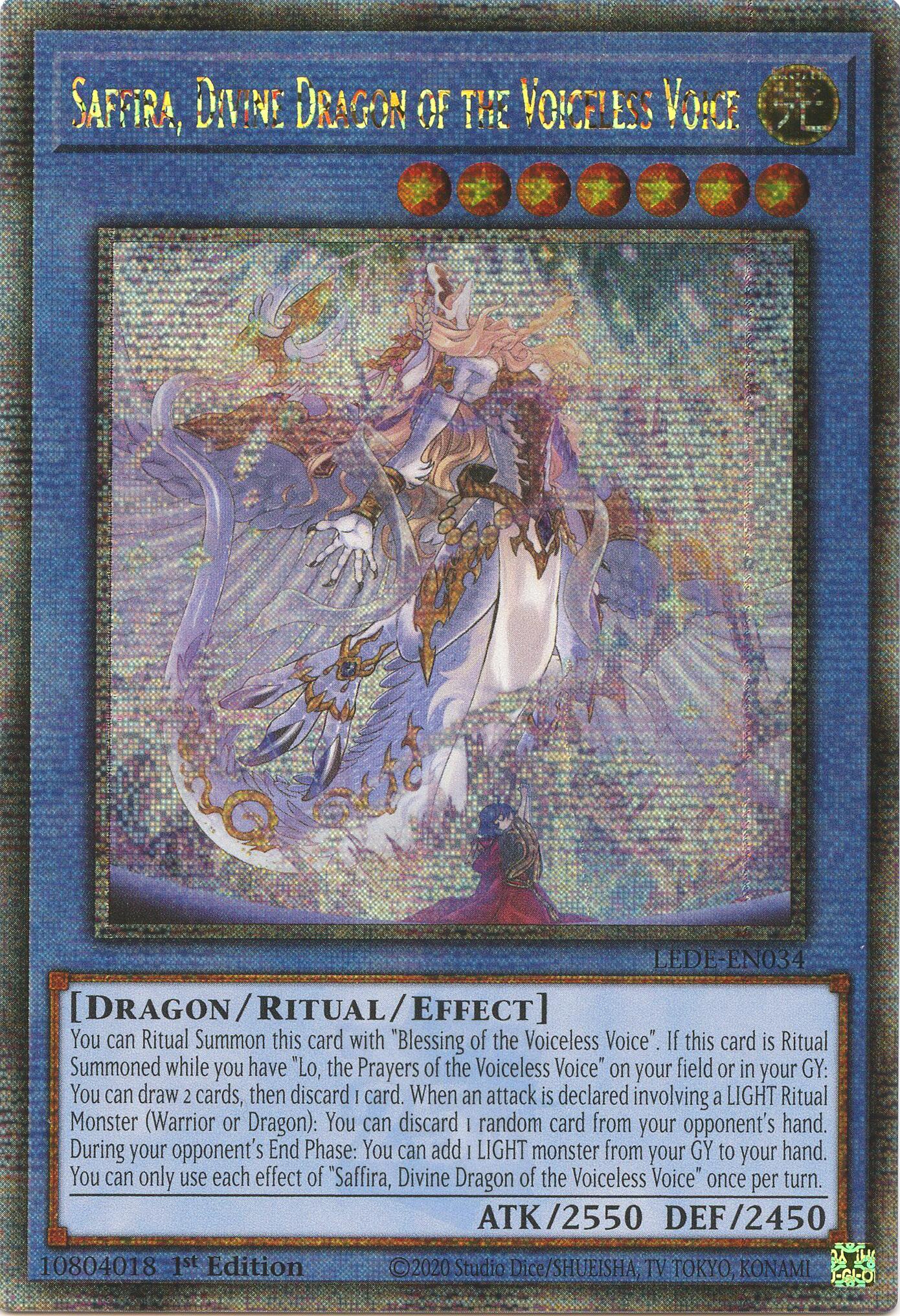 Saffira, Divine Dragon of the Voiceless Voice (Quarter Century Secret Rare) [LEDE-EN034] Quarter Century Secret Rare | Total Play